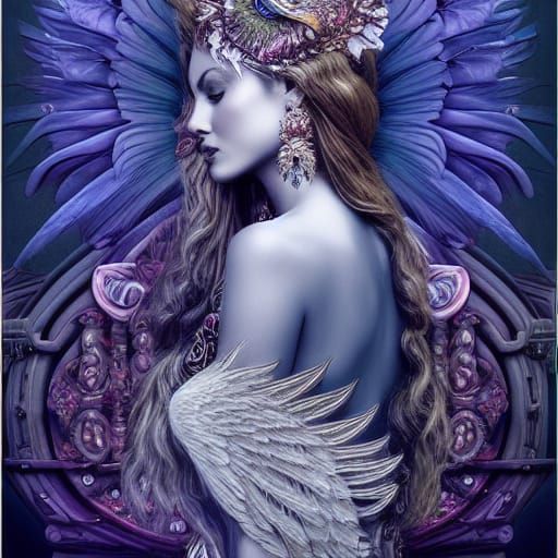 Winged Goddess Collage Illustration in 3D