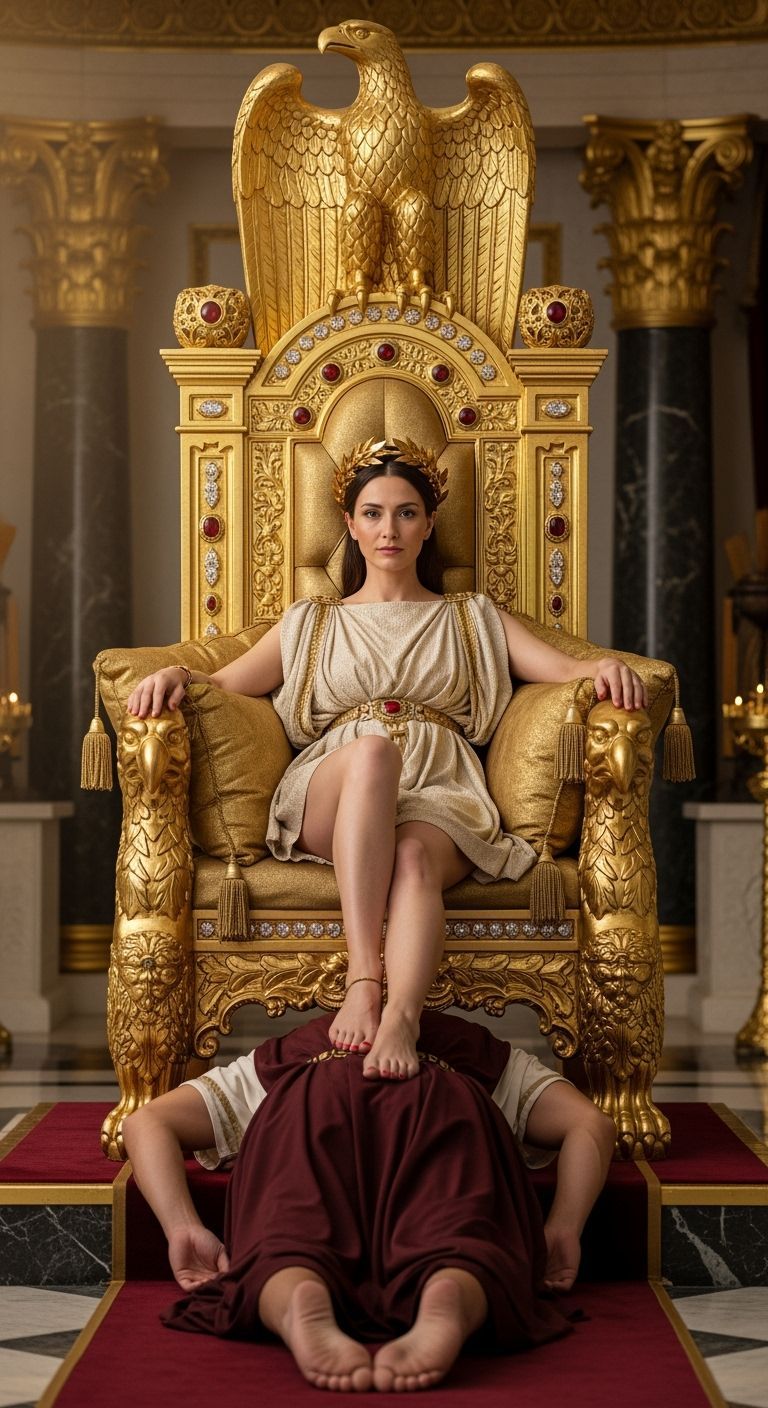 Roman Empress on Gold Throne in Imperial Palace