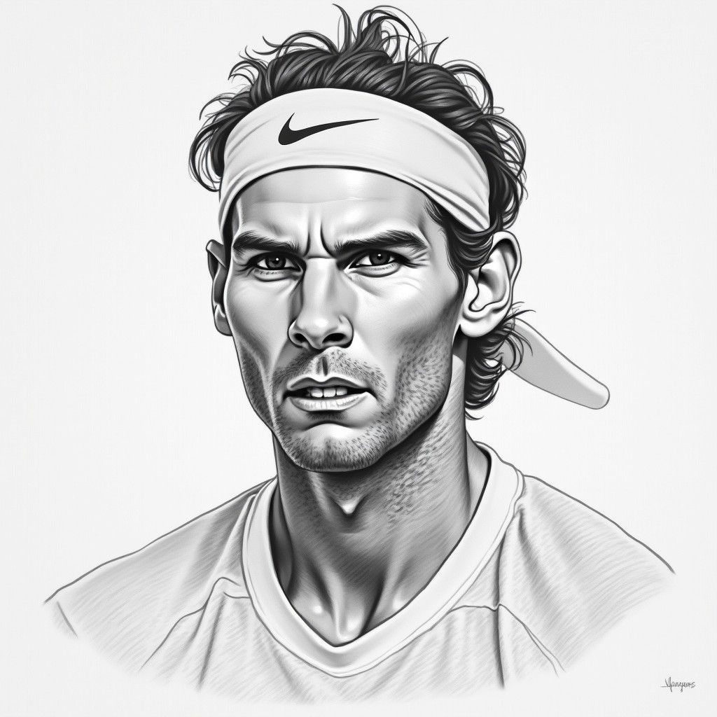 Realistic Pencil Portrait of Rafael Nadal