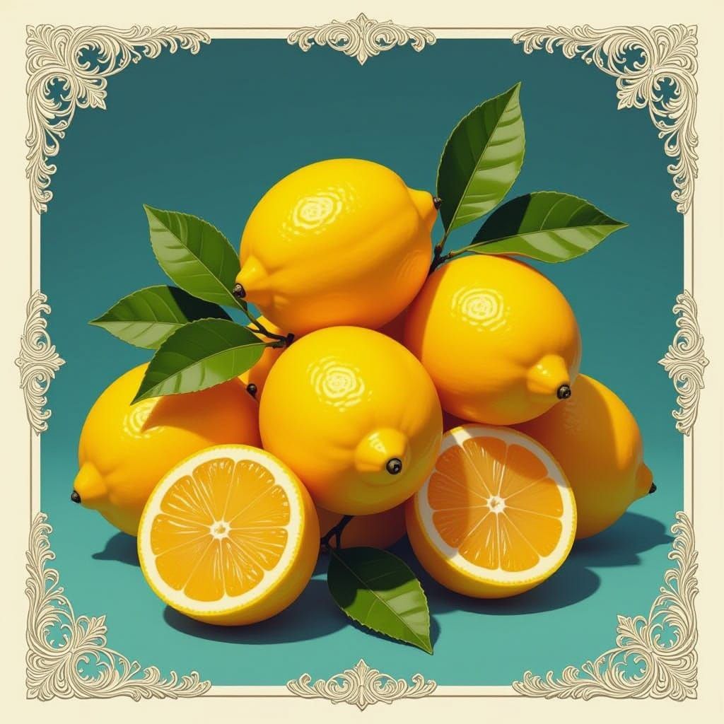 Detailed Lemons with Rich Colors as Matte Painting