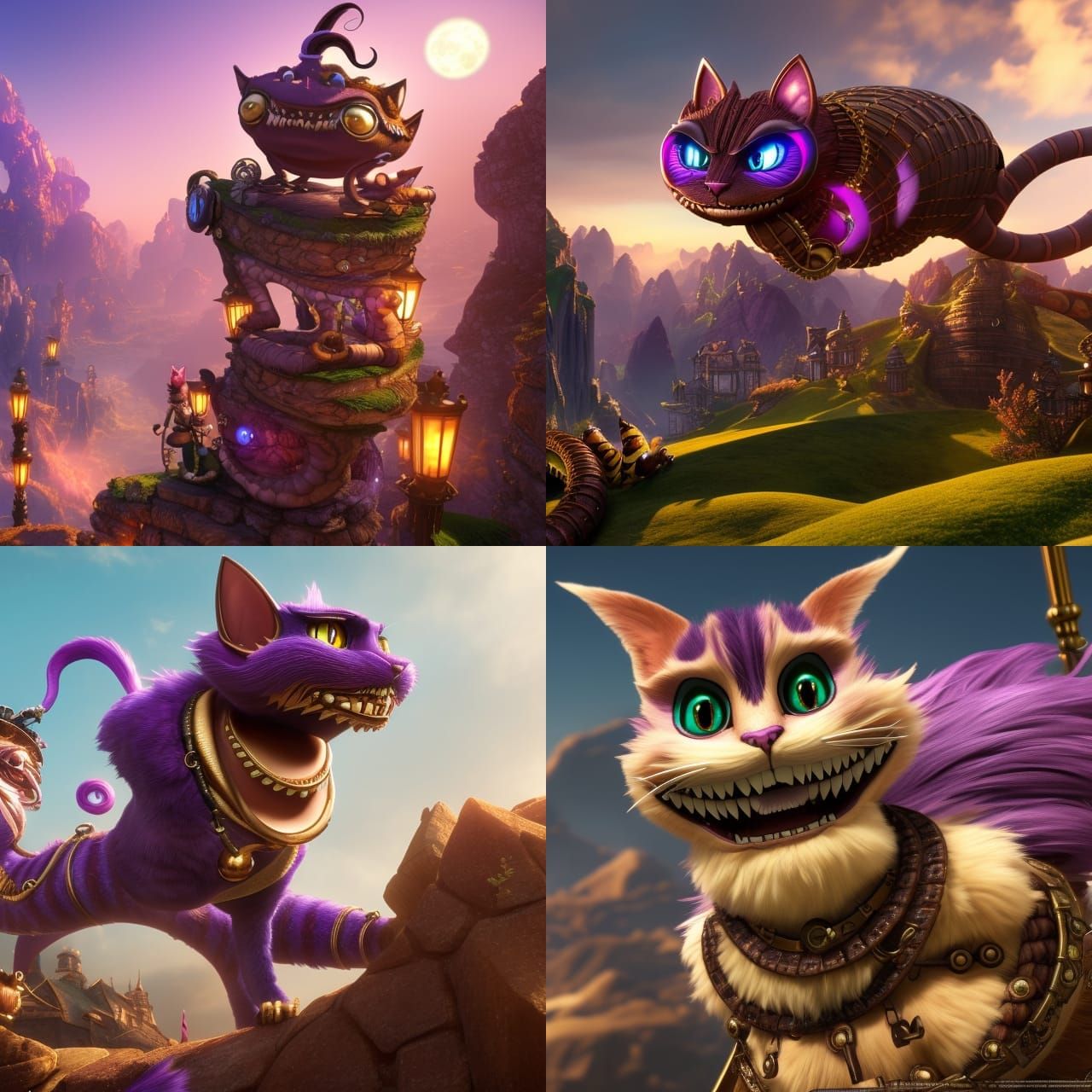 Steampunk Cheshire Cat in Detailed Digital Illustration