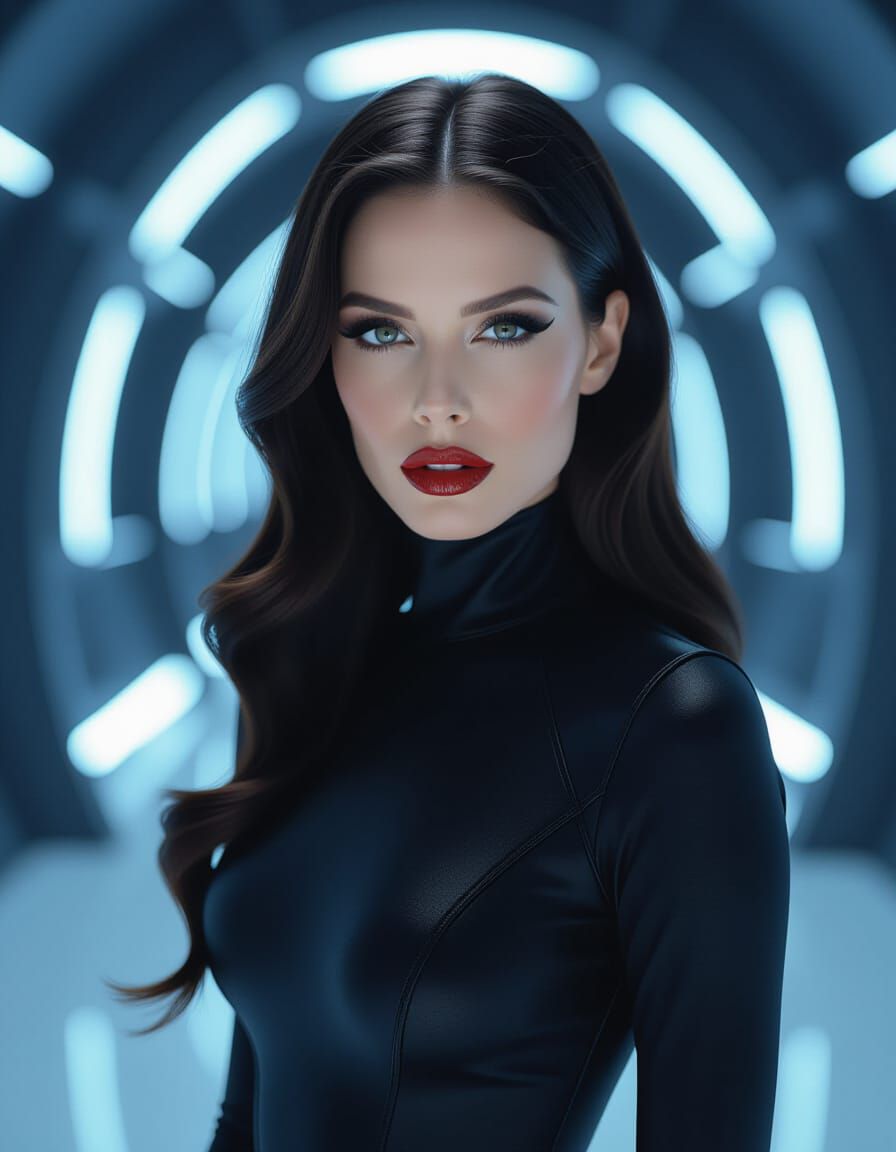 Futuristic Fashion Model in Haute Couture Style