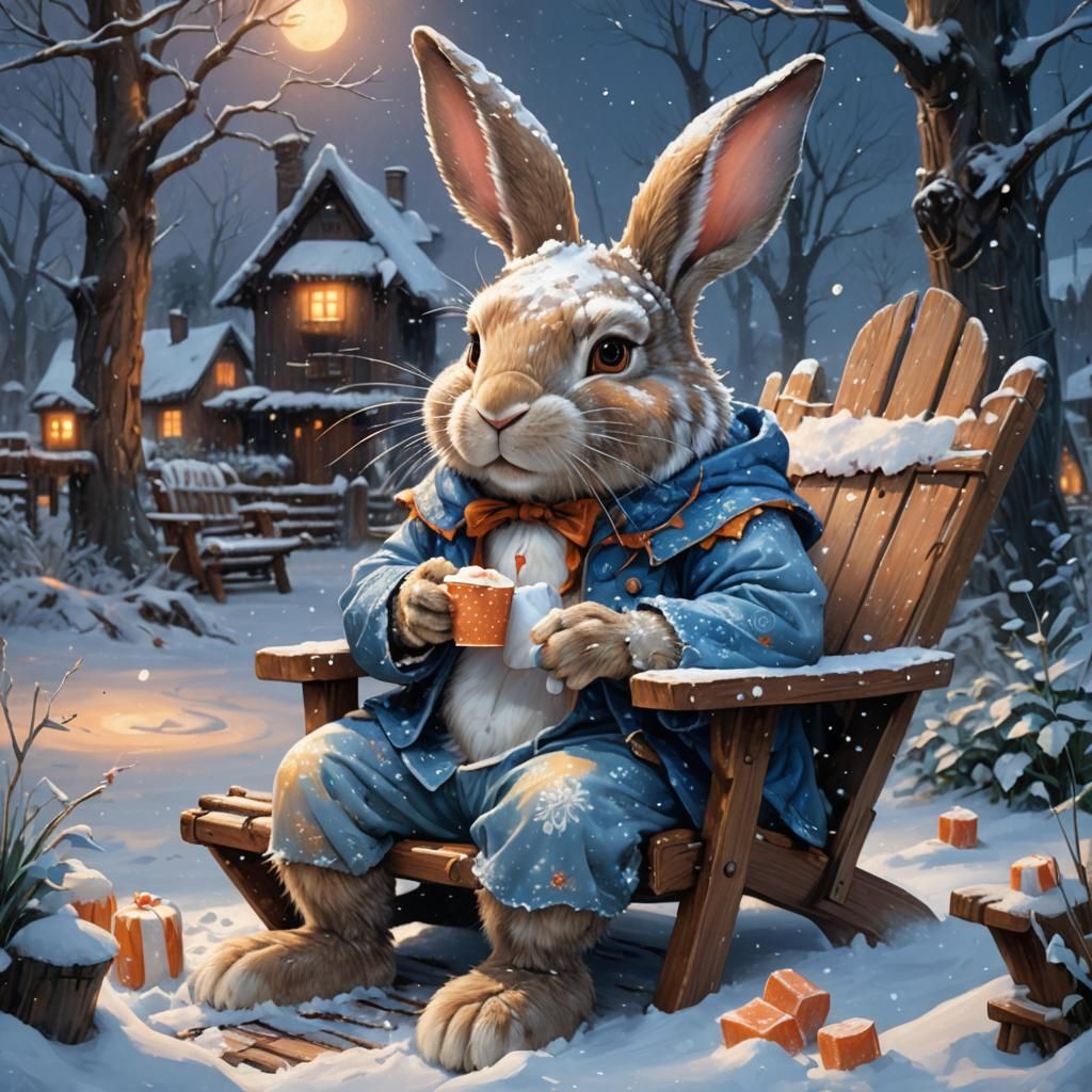 Big Bunny's Snowy Marshmallow Feast: Fantasy Art