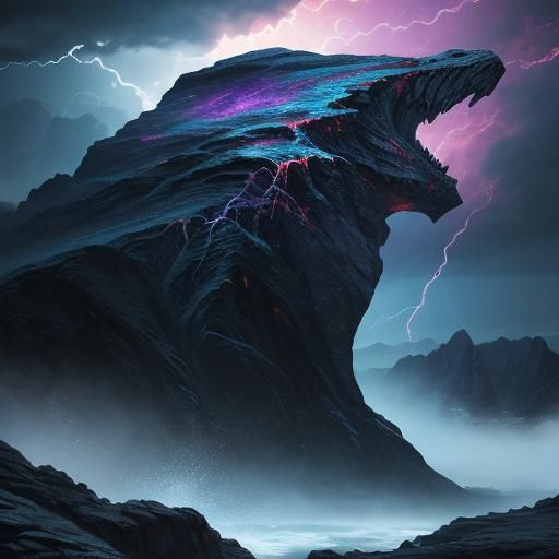 Hyperrealistic Thunder Moon Landscape in Sharp Focus