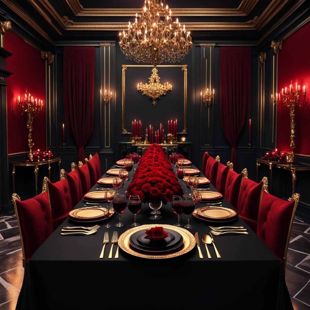 Romantic 3D Dinner with Red Roses and Candles