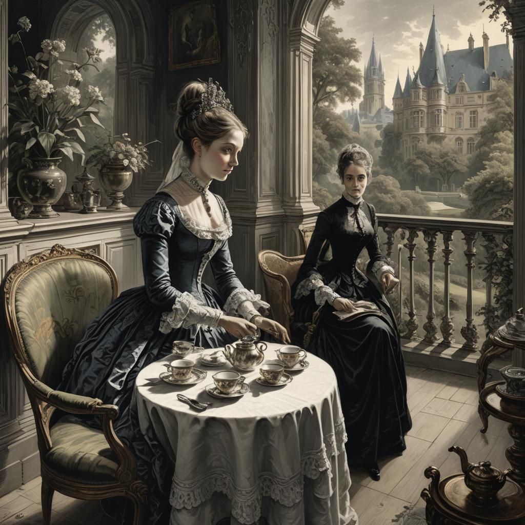 Baroness Tea Party in Dark Horror Style