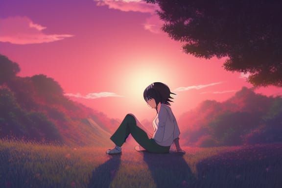 Lofi Girl in Studio Ghibli Anime Style
