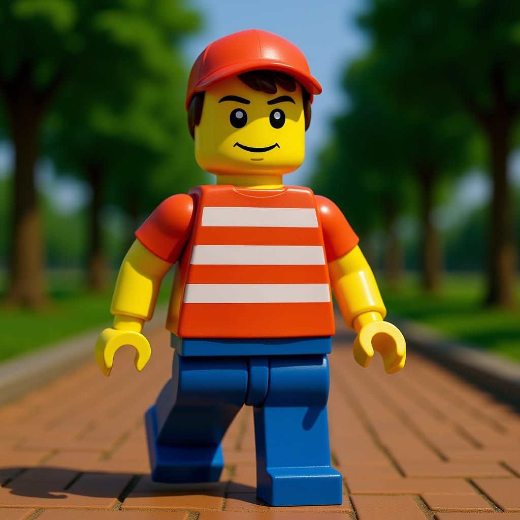 Forrest Gump Lego Figurine in Hyperrealistic Style
