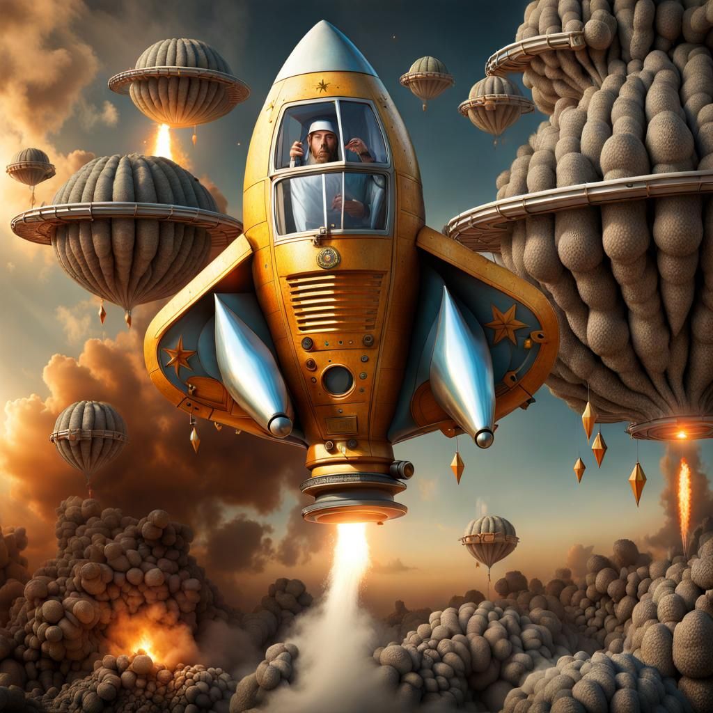 Magical Biological Rockets in Surreal Dreamscape