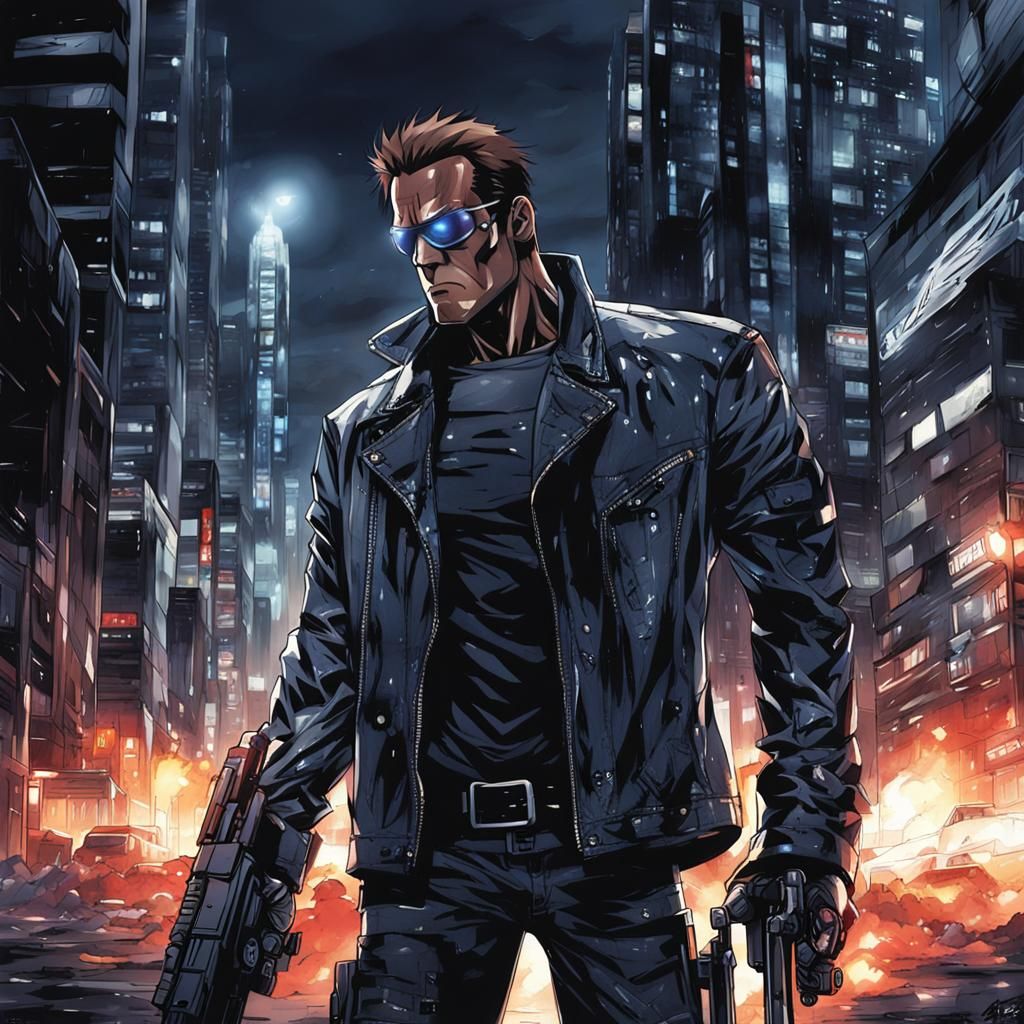 Terminator Robot in Anime Style