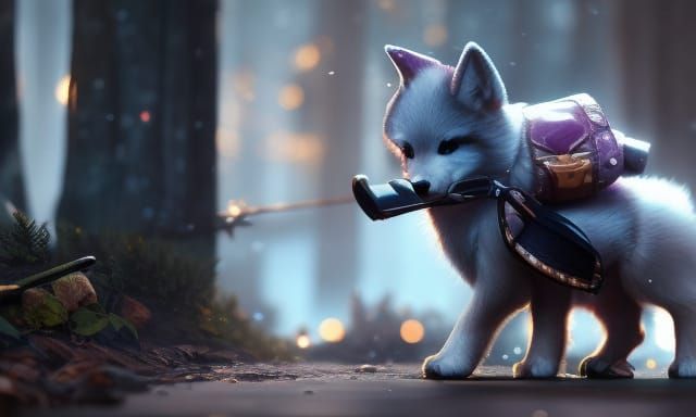 A cute baby wolf, winter, 8k resolution concept art by Greg Rutkowski dynamic lighting hyperdetailed intricately detaile...