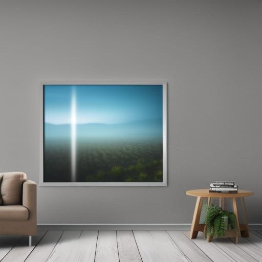 Picture Frame Mockup on Wall, Matte Painting Style