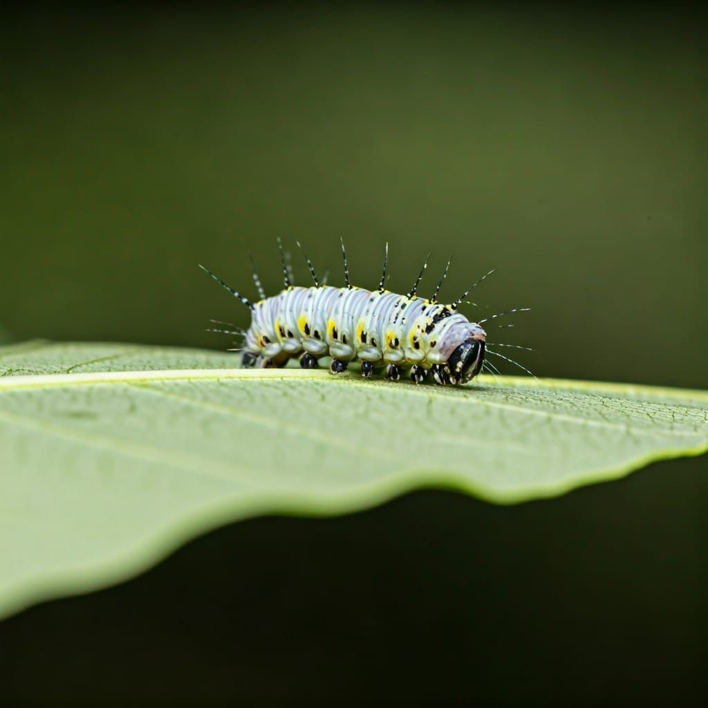 Excited Caterpillar on a Leaf