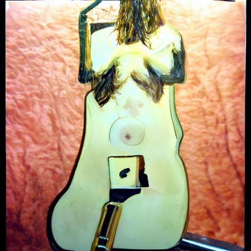 Minimalist Polaroid of Nude Woman with Guitar