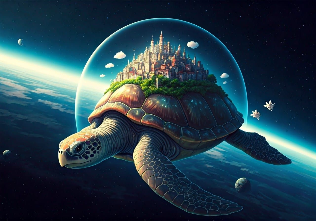 A Ghibli-Inspired City Rides the Cosmic Tides