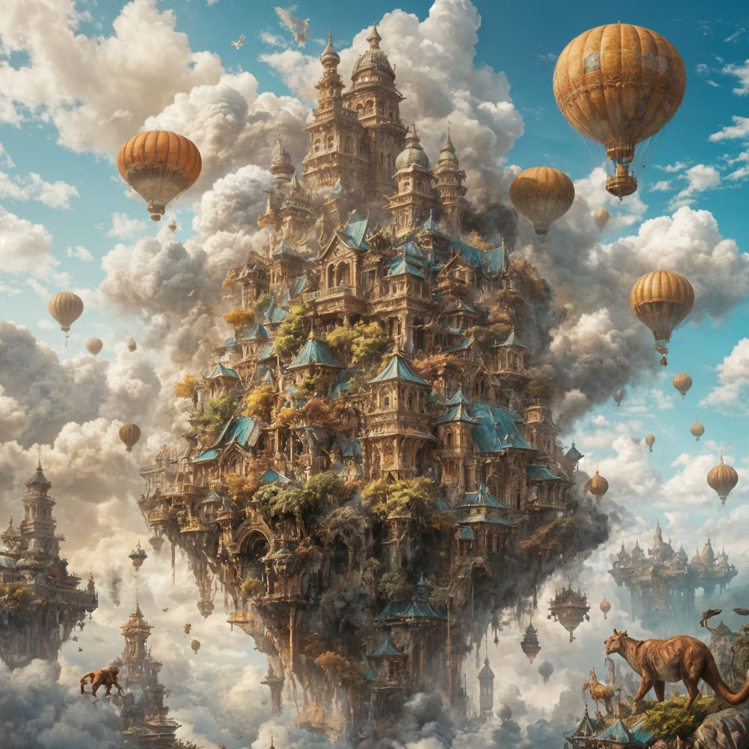 Majestic Cloud City Palace in Cumulus Clouds