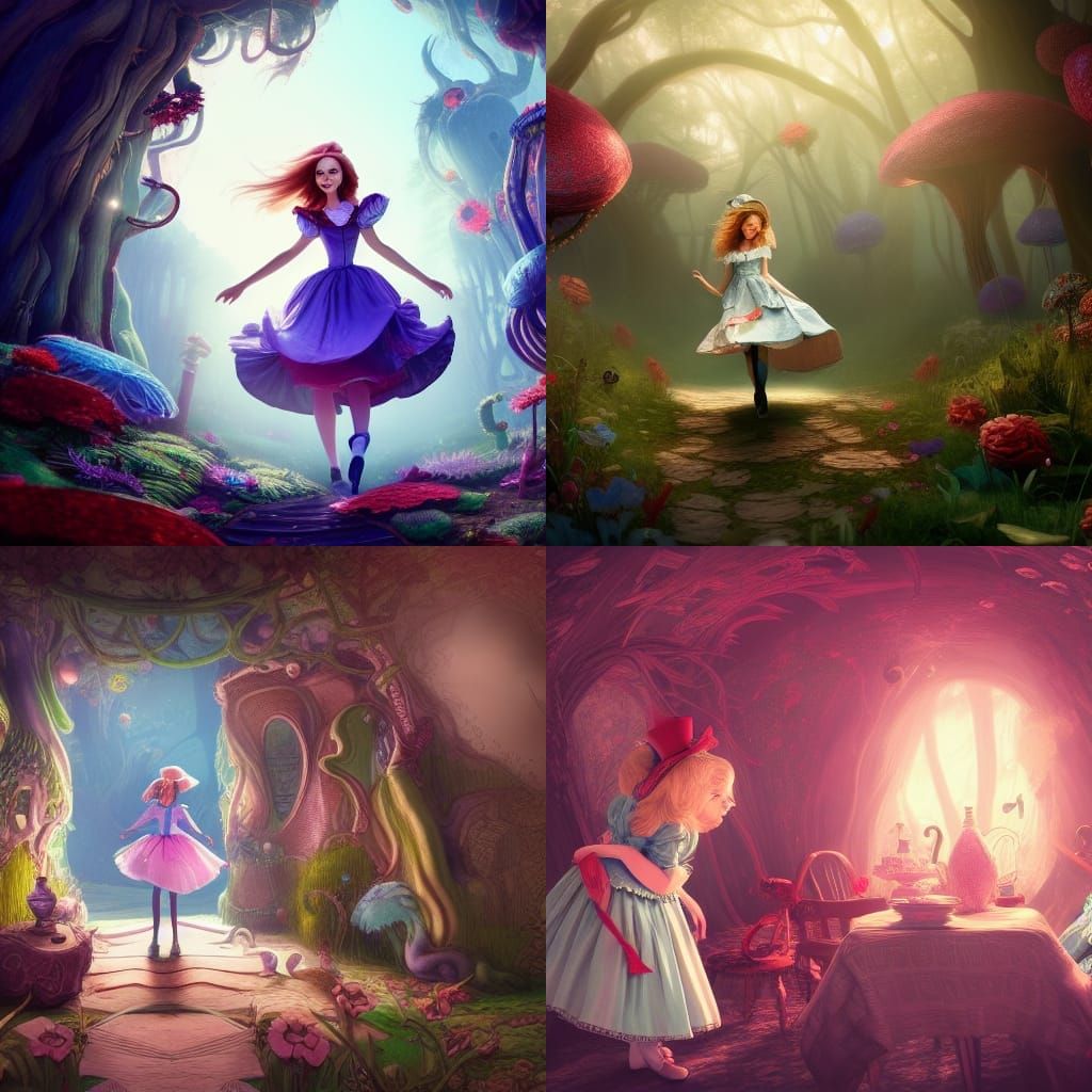 Alice in Wonderland Concept Art in Eldritch Style