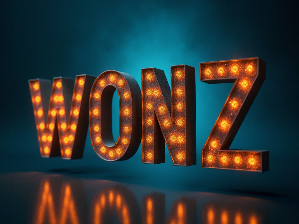 Metallic 3D Letters "WONZ" in Cinematic Lighting