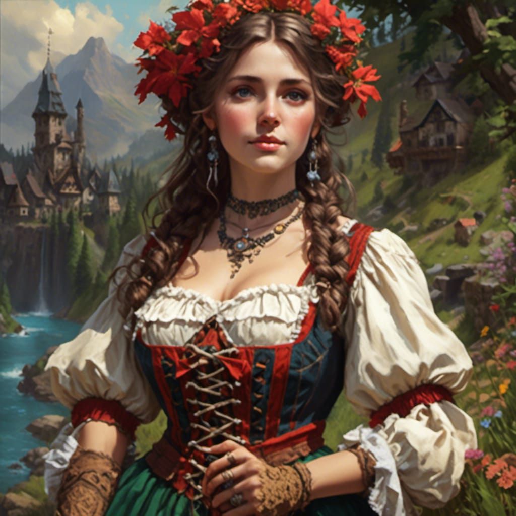 Woman in Traditional Swiss Costume