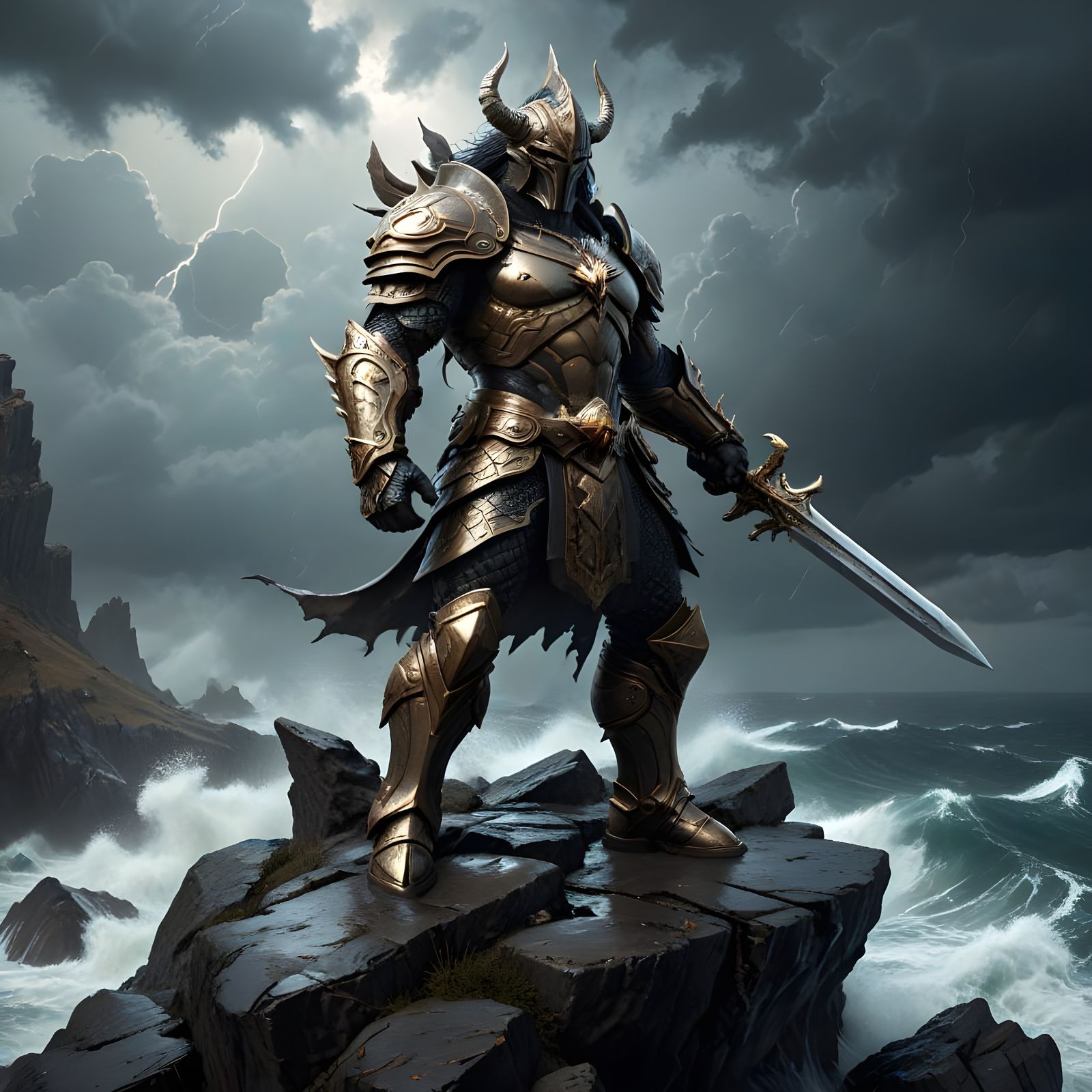 Krondor Puezsie, Grindarian Overlord, Amidst Stormy Seas