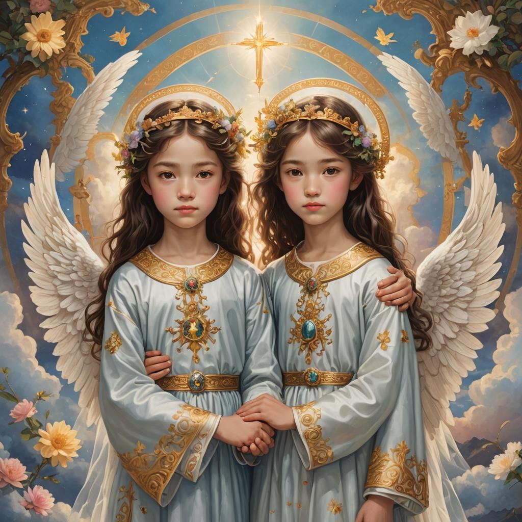 Ethereal Portrait of Heavenly Siblings