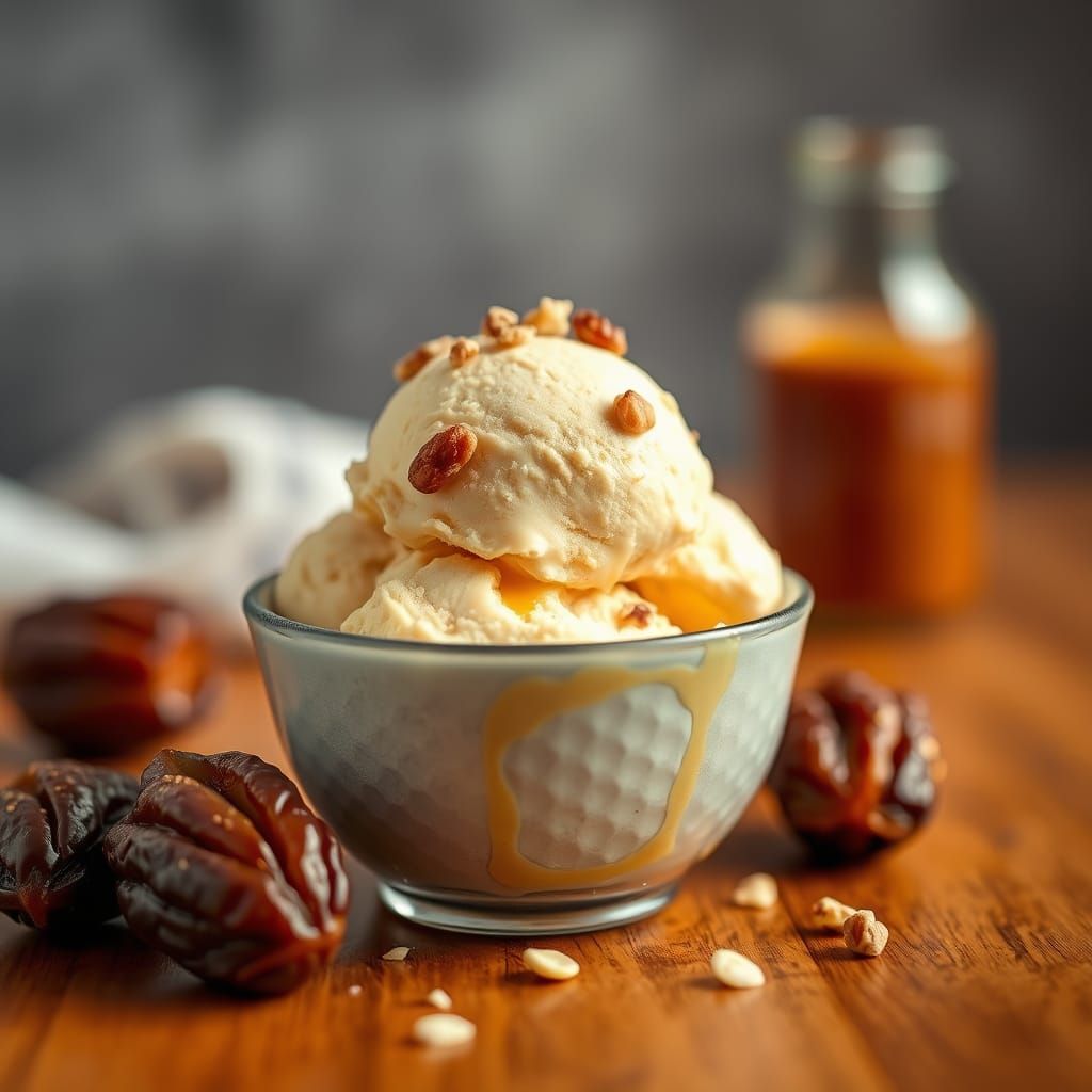 Creamy Golden Silan Ice Cream with Crunchy Nut Topping