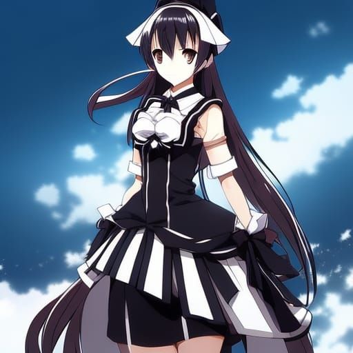 Anime Maid Waifu in Manga Style
