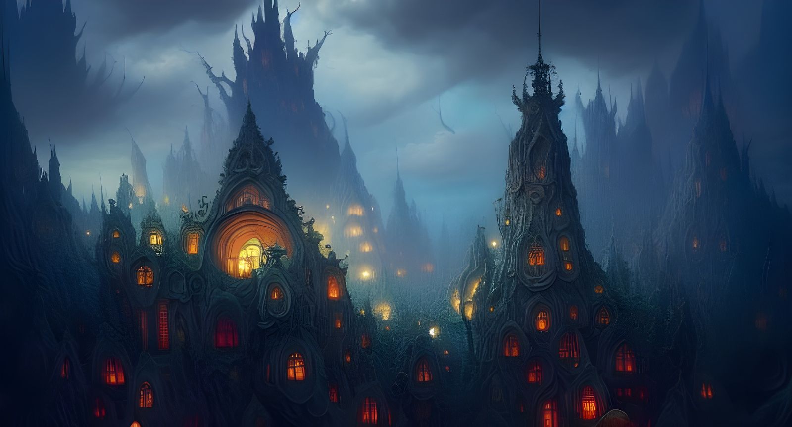 Fantasy Landscape with Lightning, Hyperdetailed Concept Art