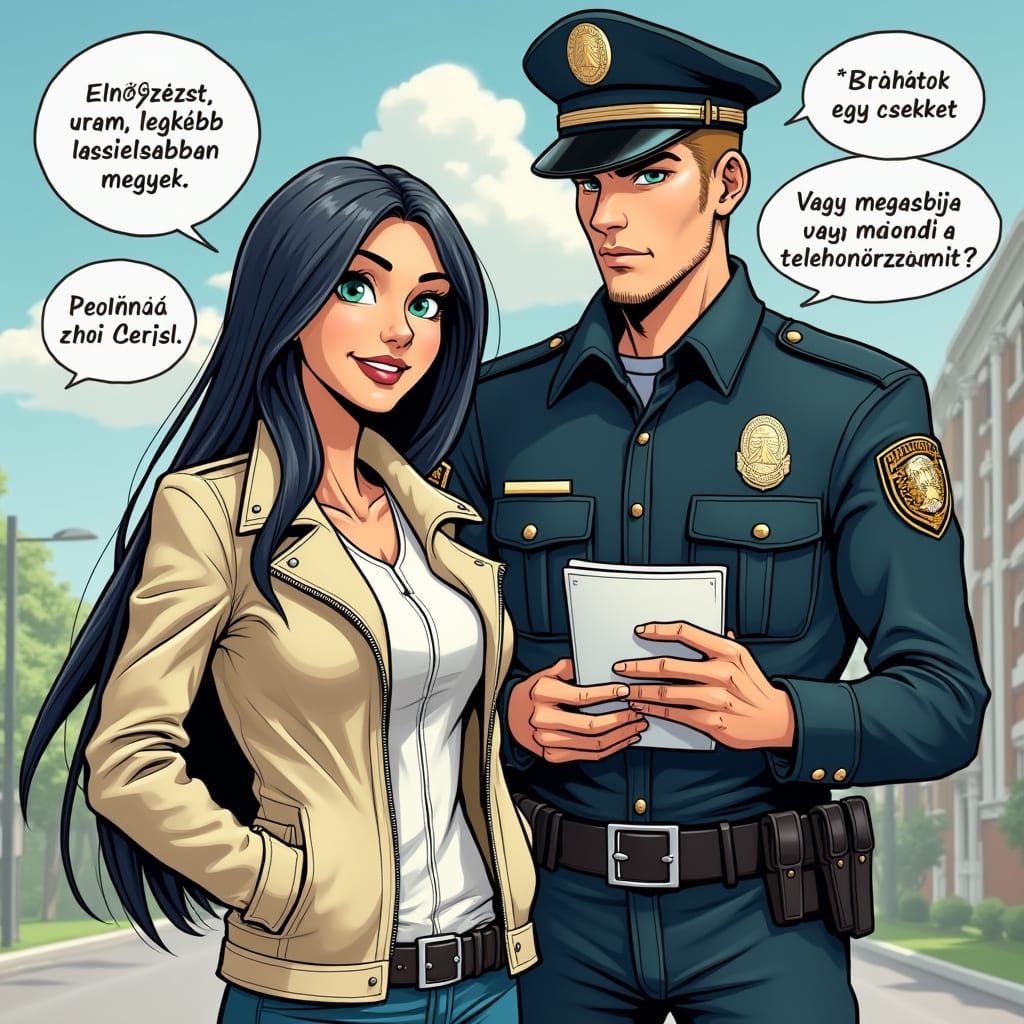 Playful Traffic Stop in Vibrant Color