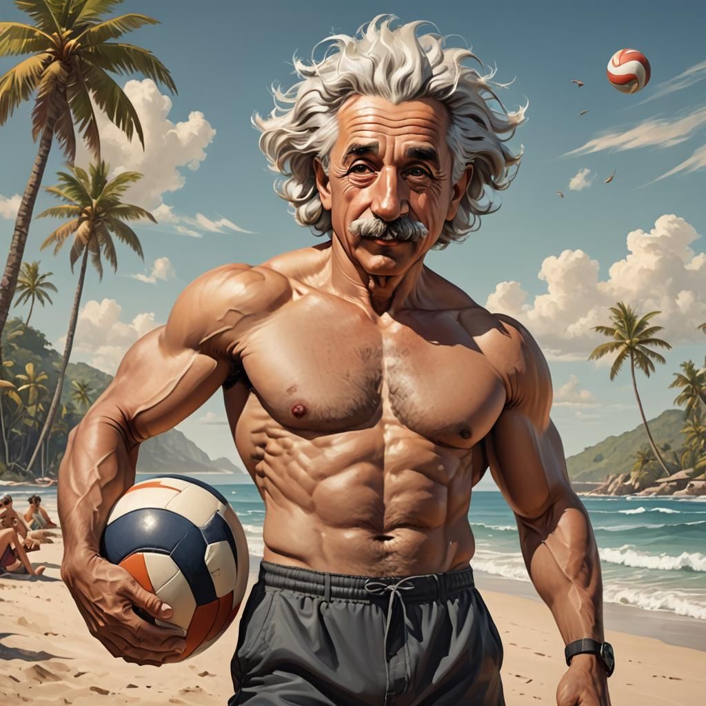 Stylized Caricature: Einstein's Beach Body