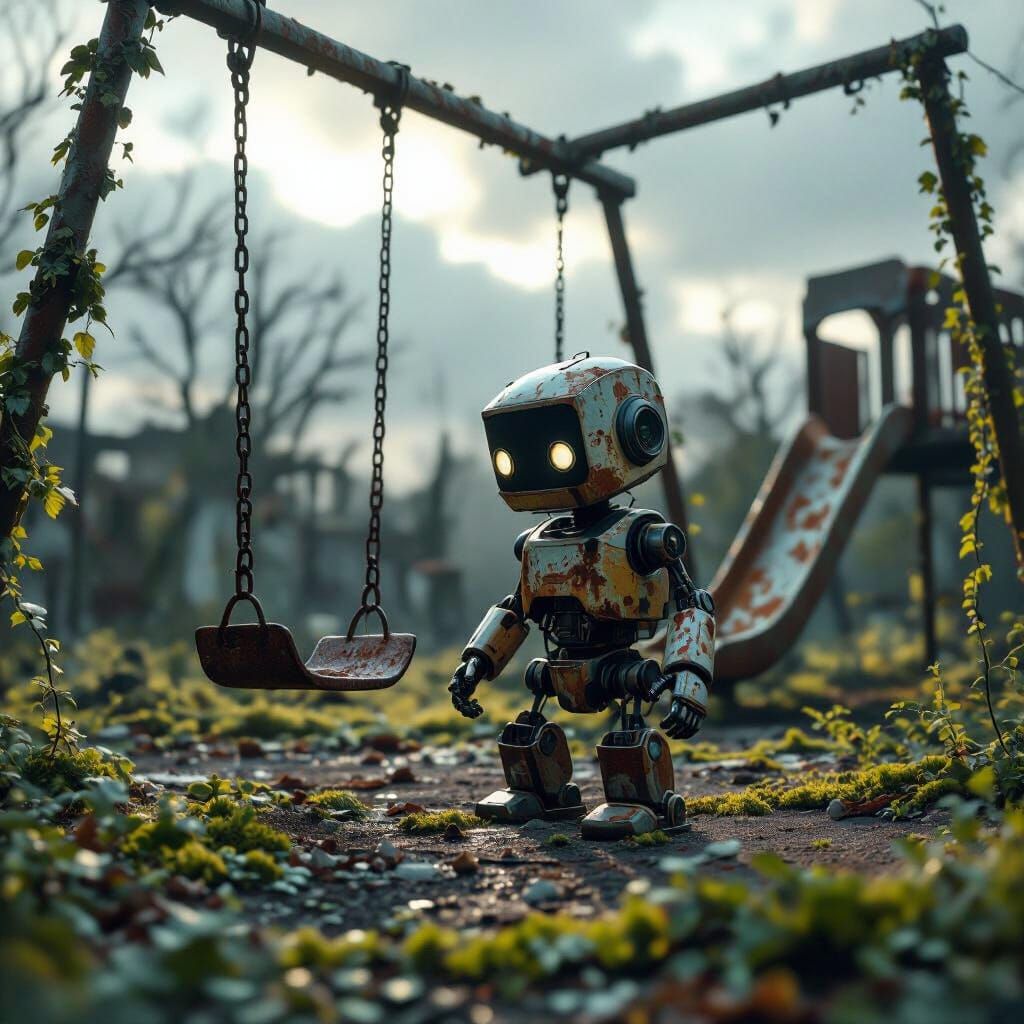 Child-like Robot in Ruined Playground