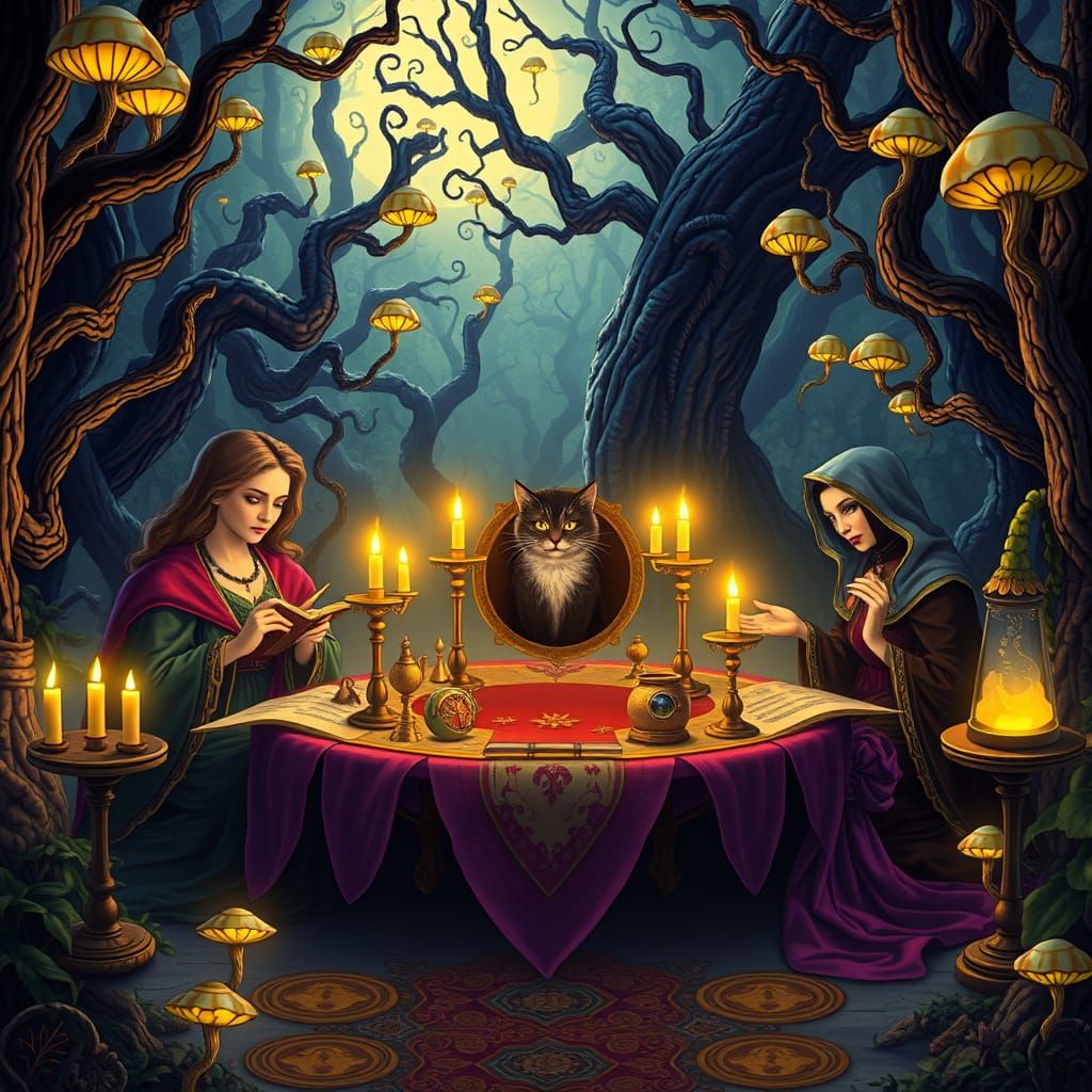 Sabrina Spellman and Aunties in Mystical Ritual Scene