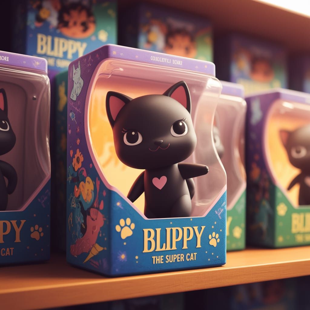 Whimsical Chibi Kitten Collectible in Colorful Blister Box