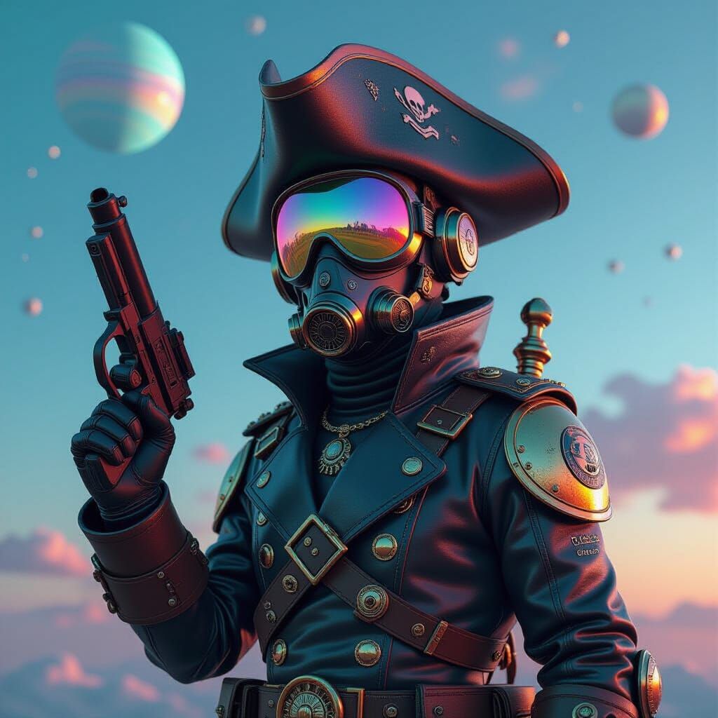 Surreal Steampunk Space Pirate in 3D