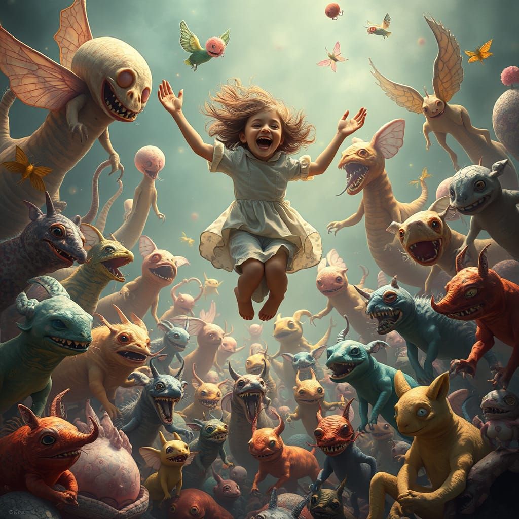 Ethereal Dreamscapes: Whimsical Creatures Unite in Vibrant C...