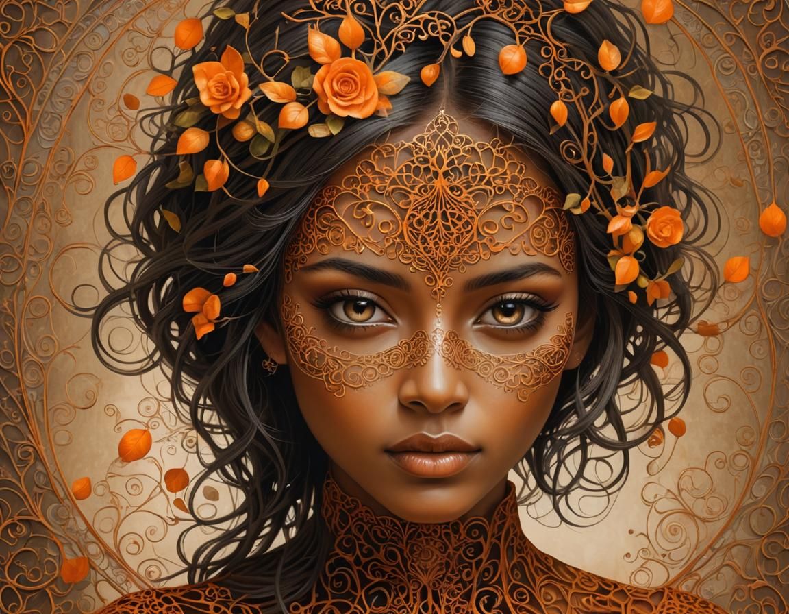 Girl's Face with Filigree, by Igor Morski