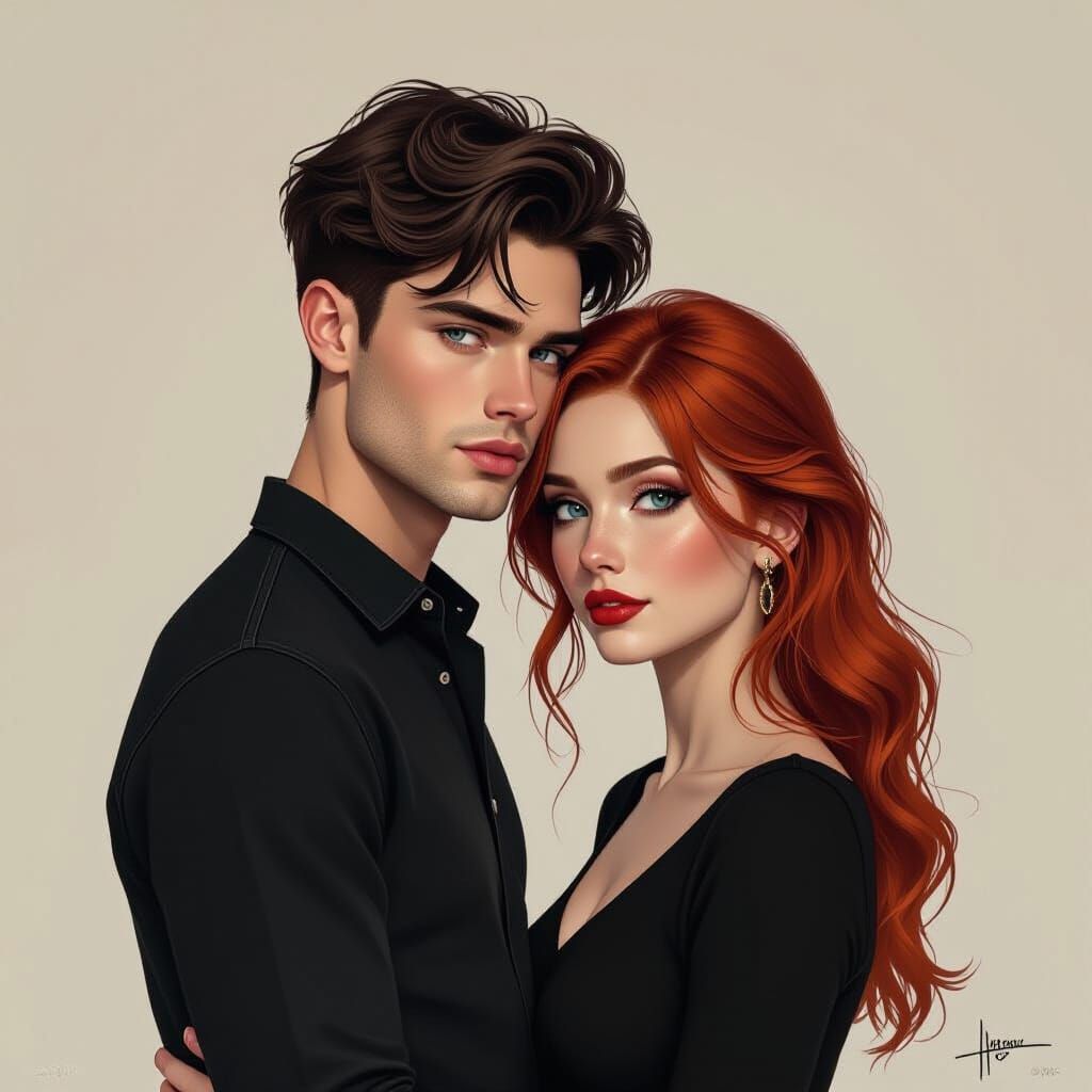 Emotional Embrace: Photorealistic Portrait of a Couple