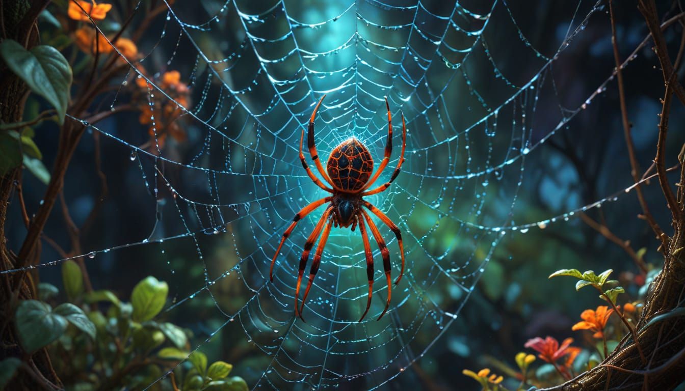 Hyperrealistic Macro Spiderweb: Digital Art
