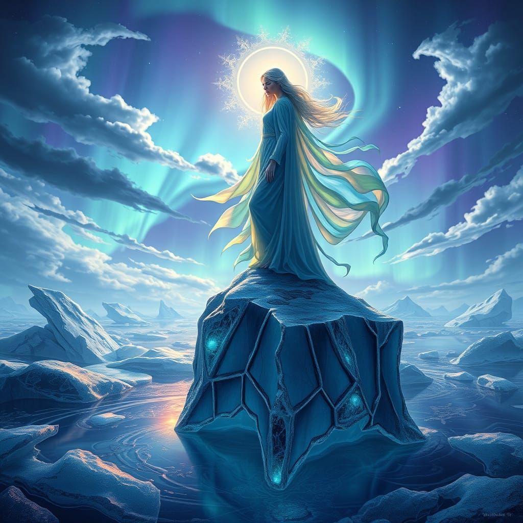 Goddess of the Northern Lights Radiates Ethereal Beauty in a...
