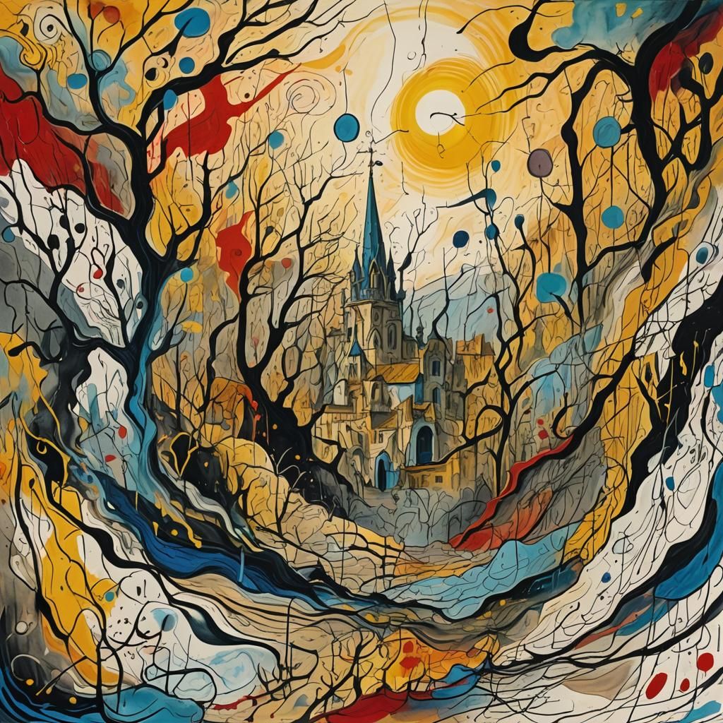 Child's Scribble Art in Vivid Oil Painting Style