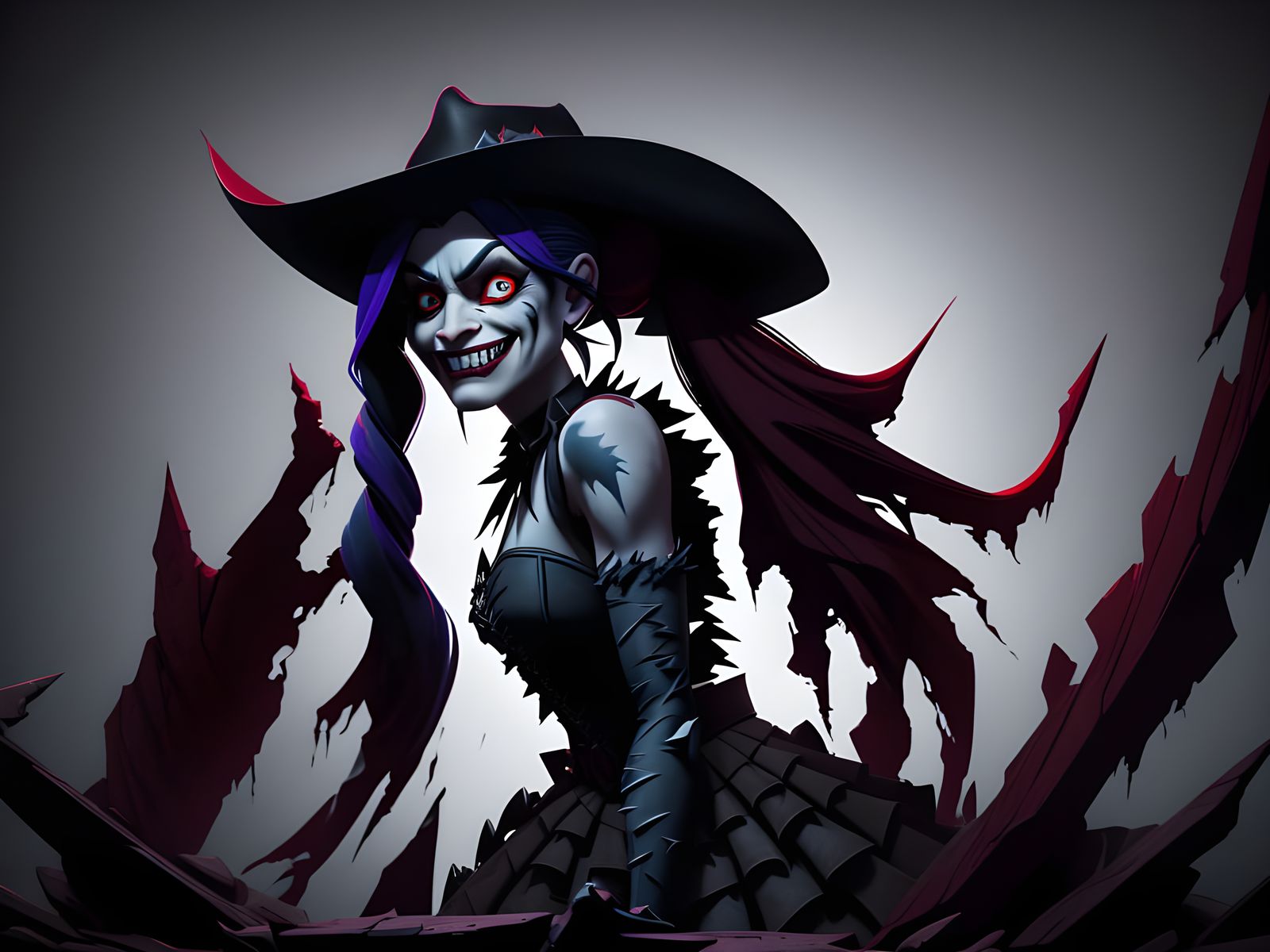 Evil Harley Quinn Cowgirl in Twisted Saloon