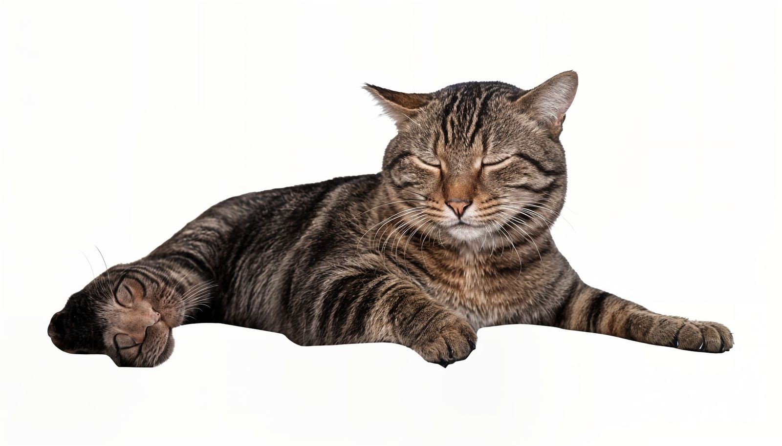 Vibrant Hyperrealistic Portrait of a Sleeping Brown Tabby Ca...