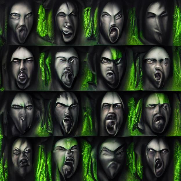 A wall of screaming Archimonde faces. 8K Resolution. DeviantArt.