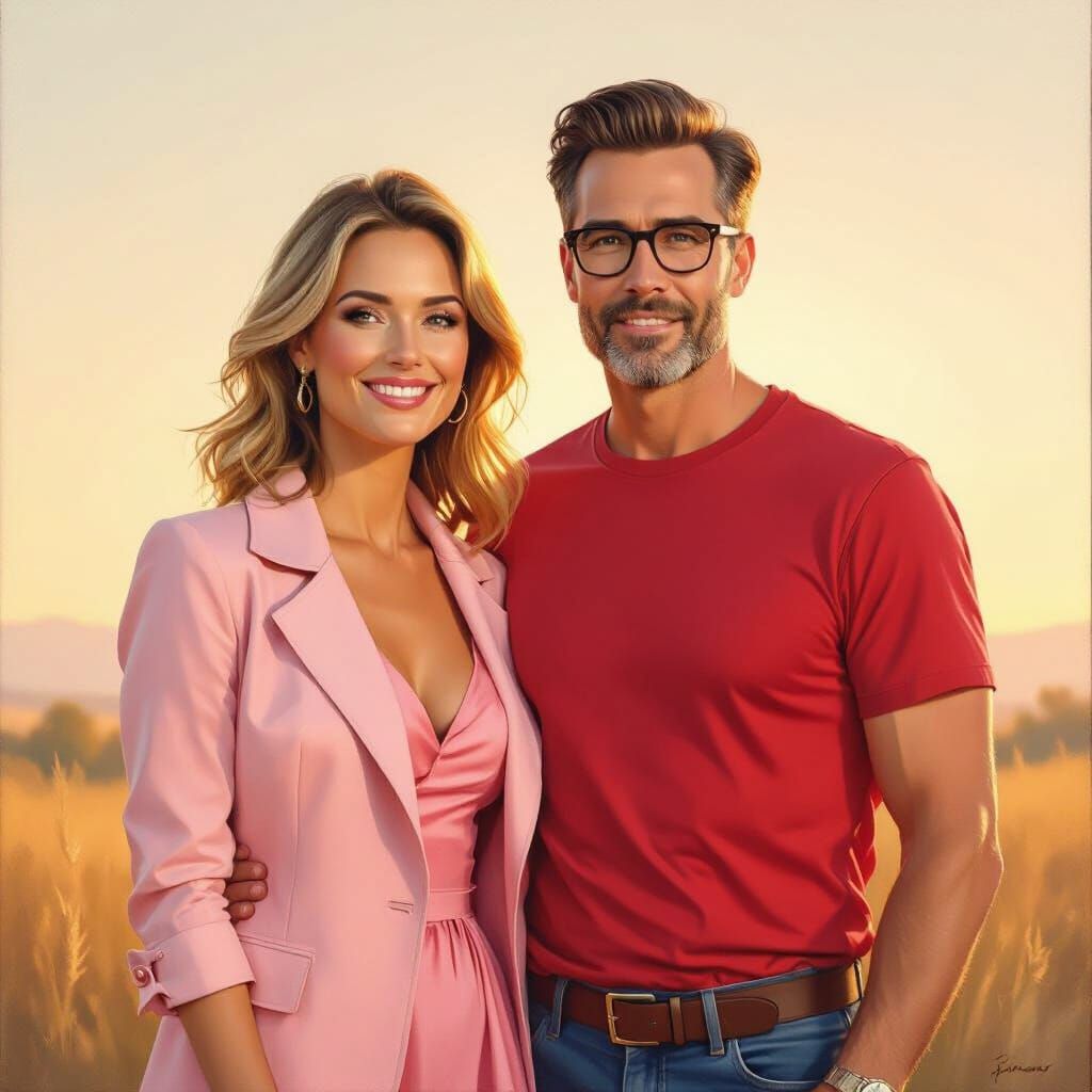 Loving Couple Poses in Golden Hour Light