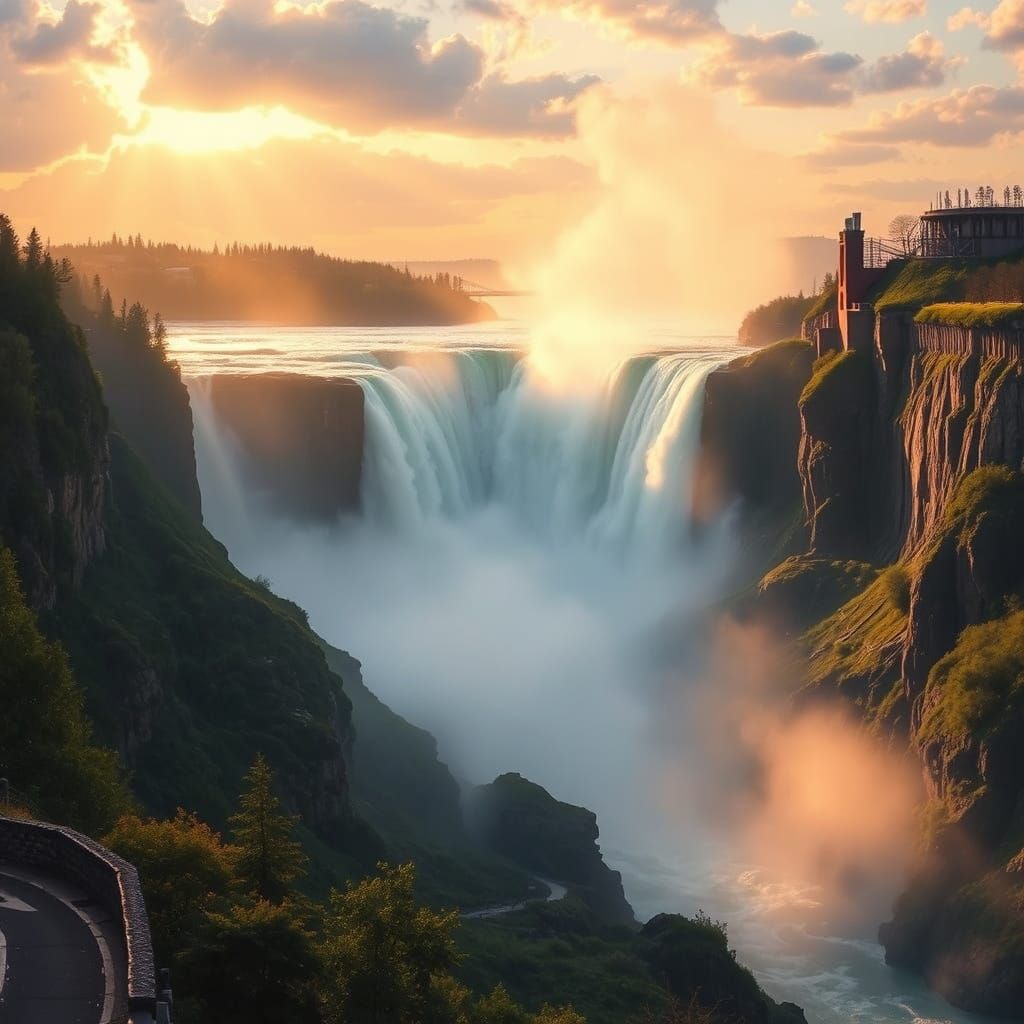 Majestic Niagara Falls in Sunset Glory
