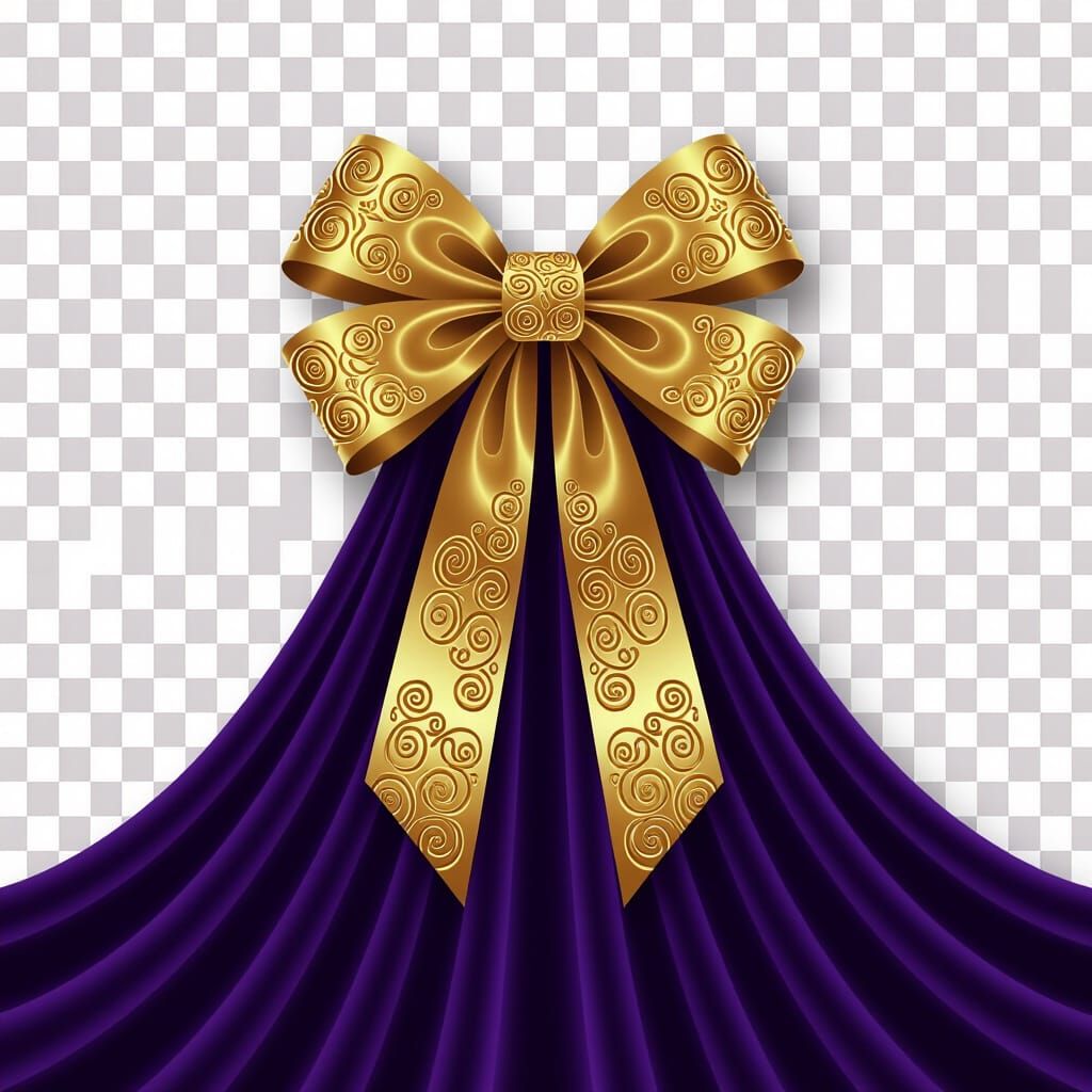 Purple Velvet Curtains with Ornate Gold Bow