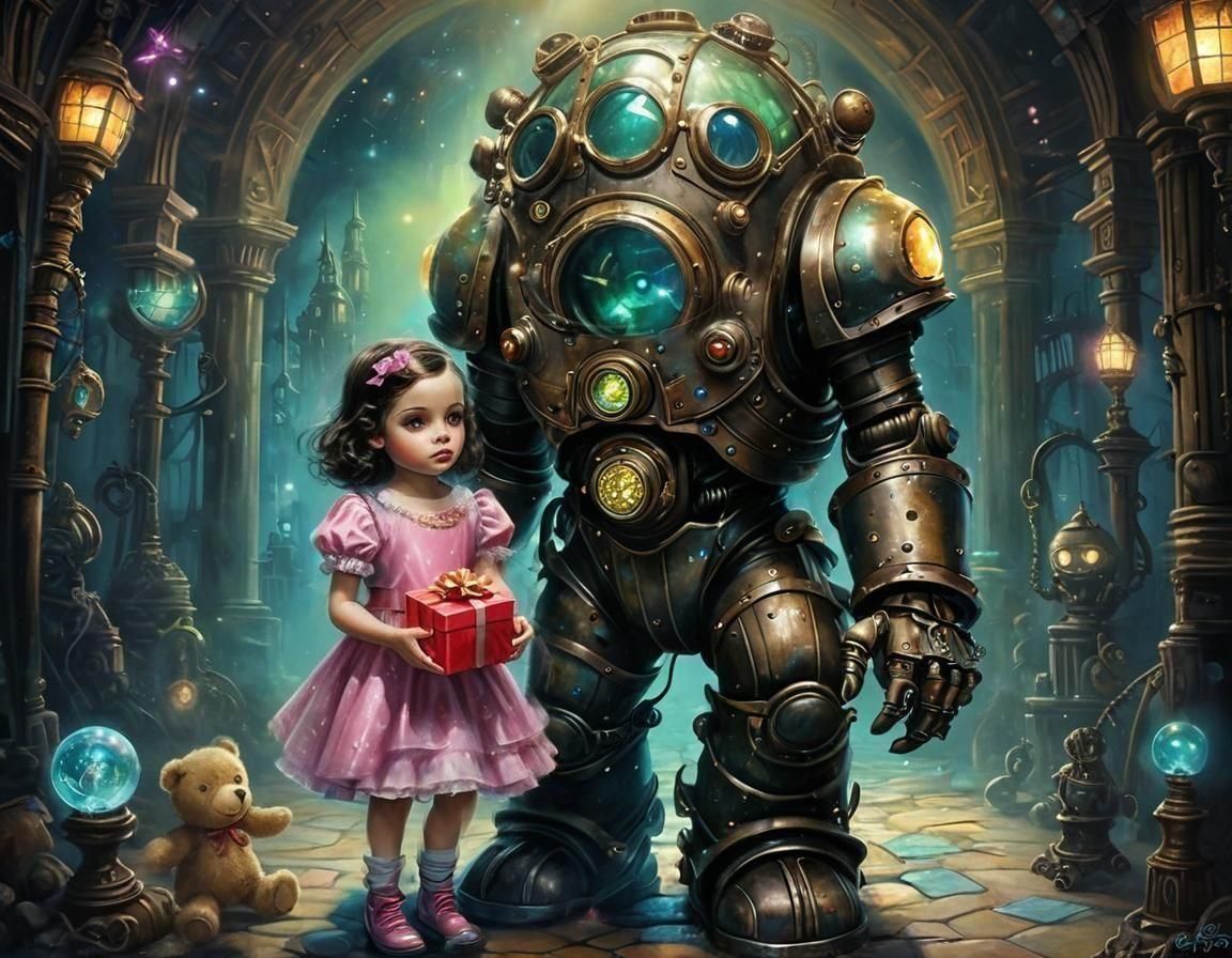 Bioshock Big Daddy Mask in Neon Pastel Art