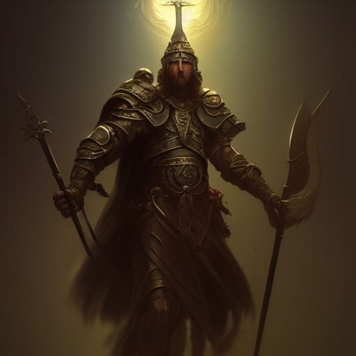Cleric Divine Warrior Priest in Dark Fantasy Style