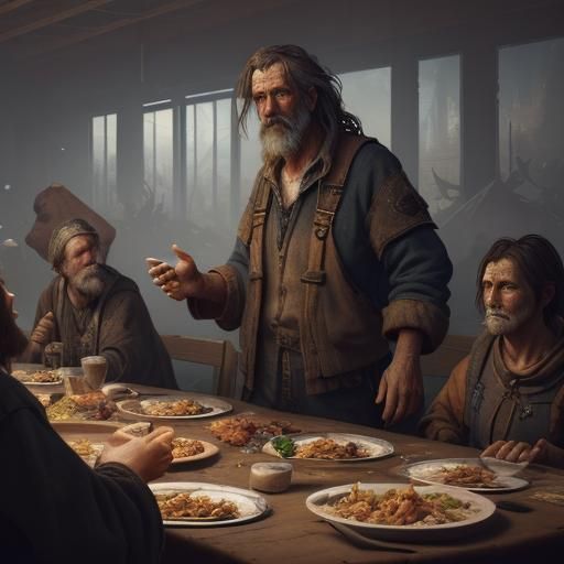 Hobo Giving Thanks: Detailed Matte Painting