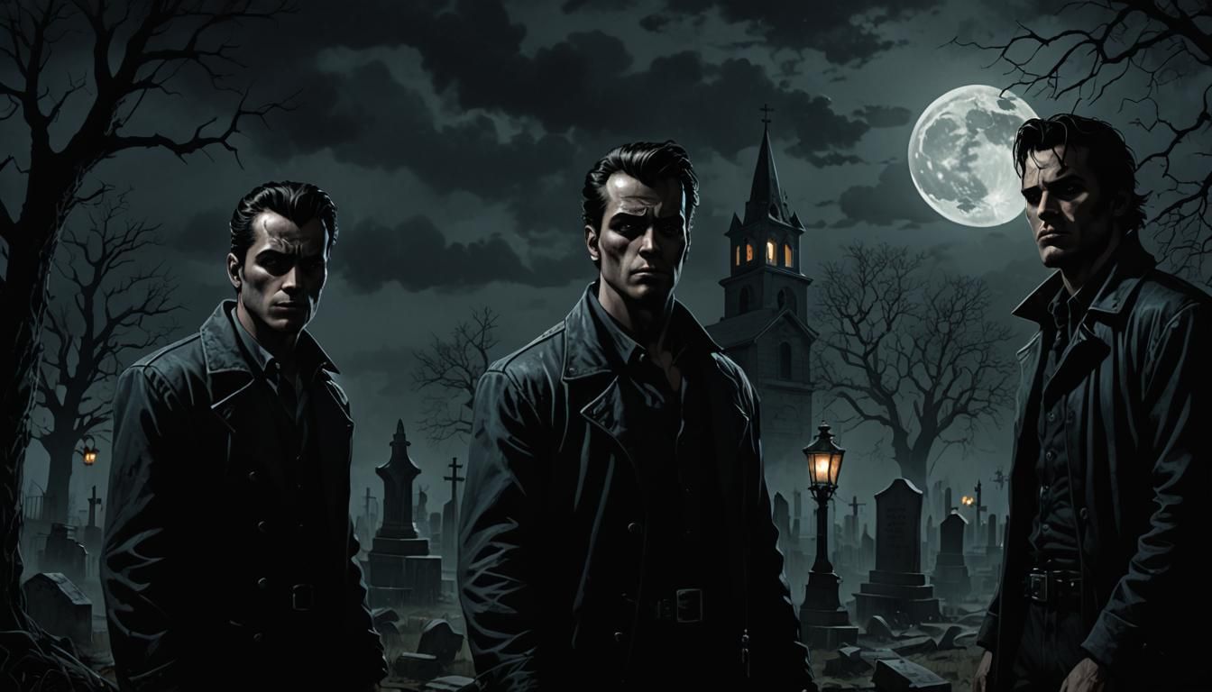 Greasers in Graveyard: Dark Comic Book Art
